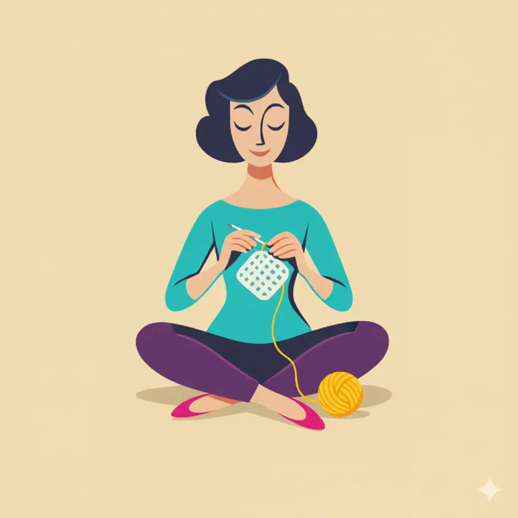 imagen punto en calma mujer tejiendo